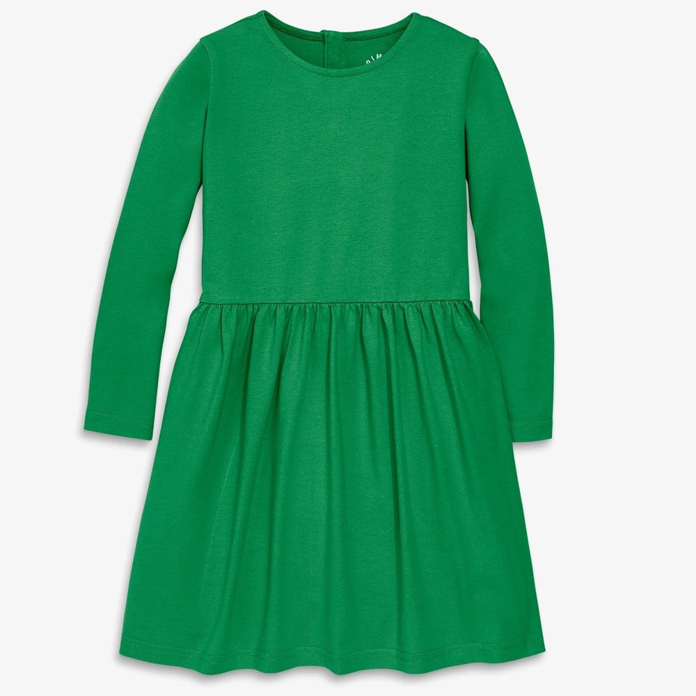 Primary Kids Green Long Sleeve Perfect Pocket Dress